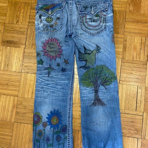 True Religion 34” up-cycled unisex jeans. - Picture 6 of 14